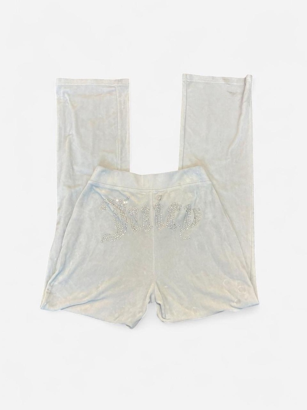 Juicy Couture White Velour Rhinestone Logo Track Pants
